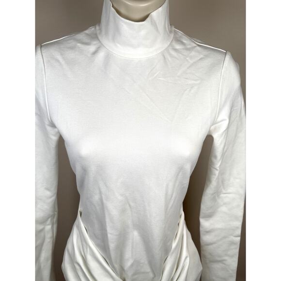 ALEXIS Tracee Long Sleeve High Neck Drape Twist Tie White Mini Dress Size XS - Picture 5 of 14